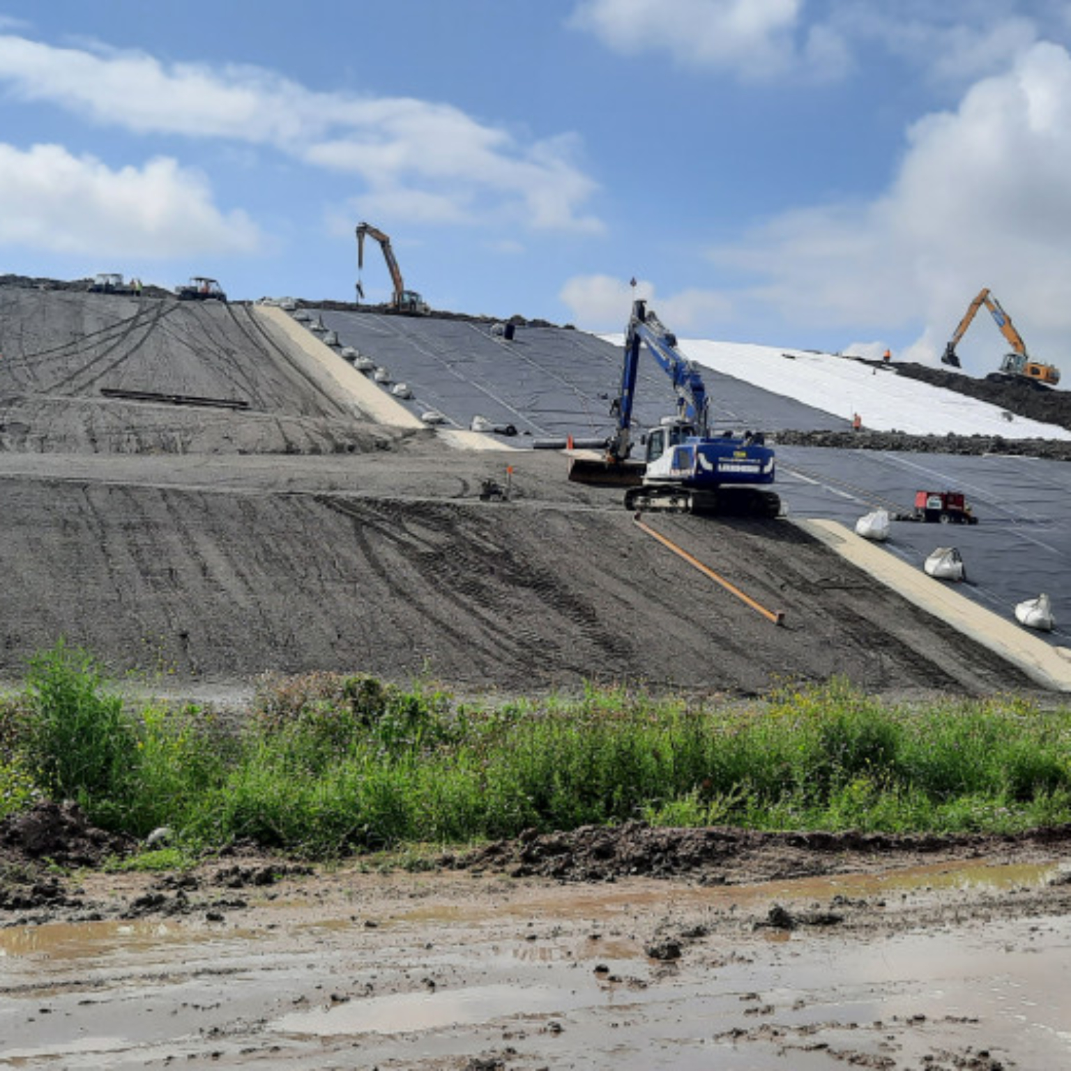 Installation of membrane on the hill