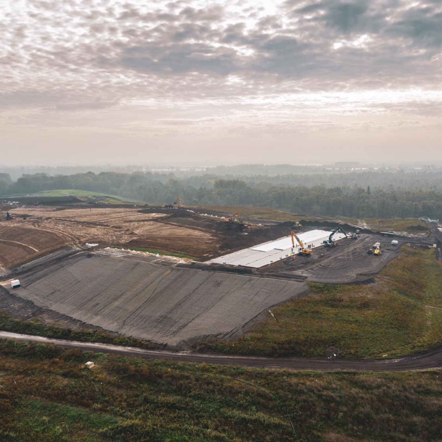 Aerial photo of final finishing at waste disposal site