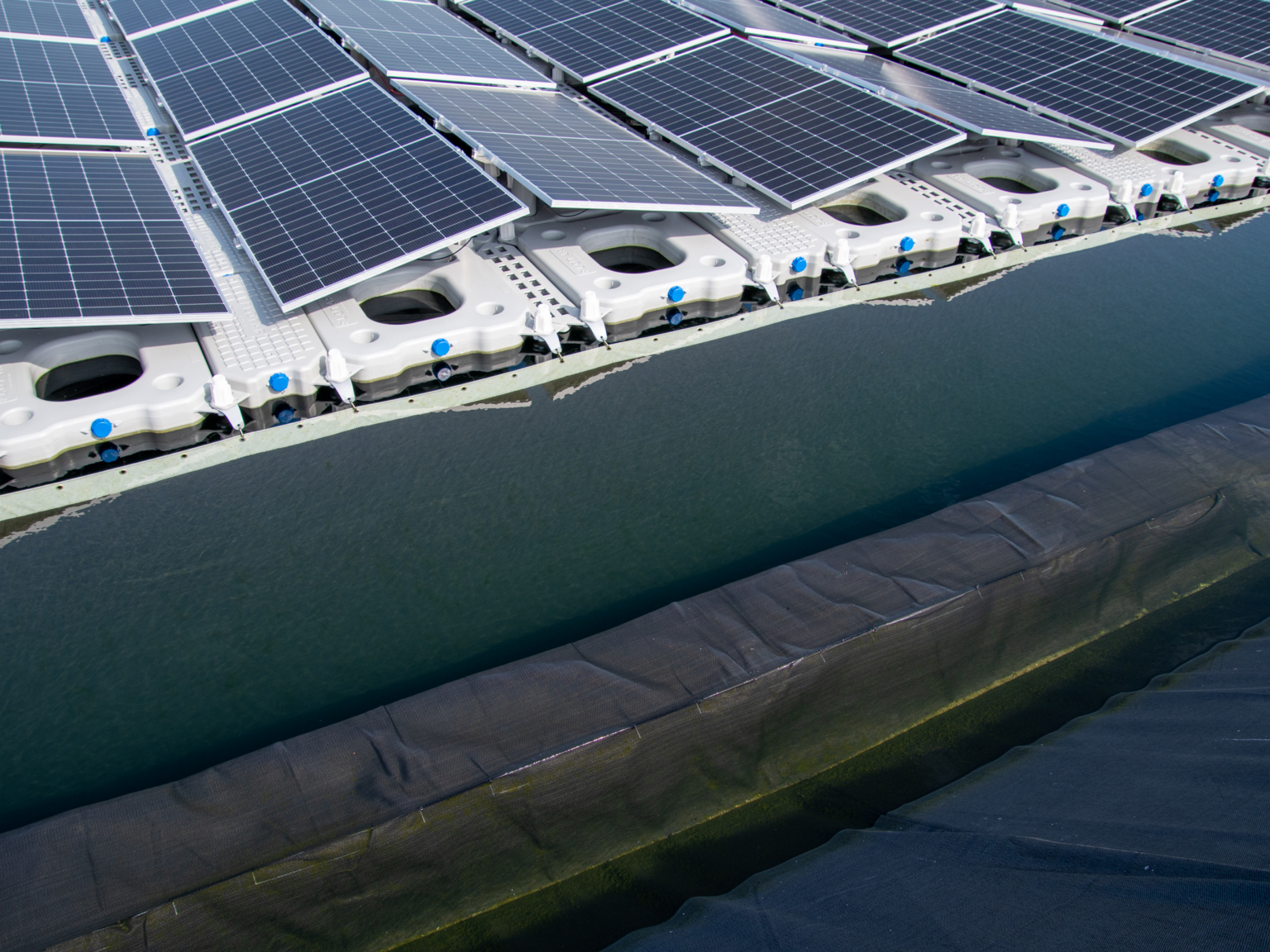 Verankerungssystem von Sonne auf Wasser inklusive Algenabdeckung