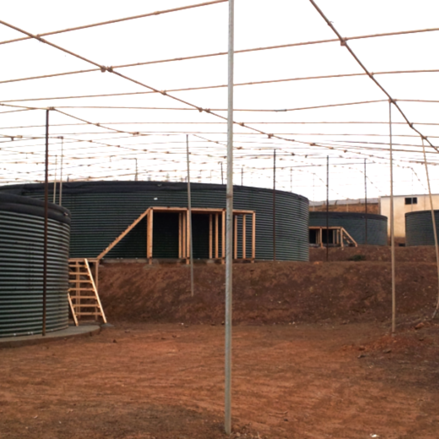 Water tanks at shrimp farm